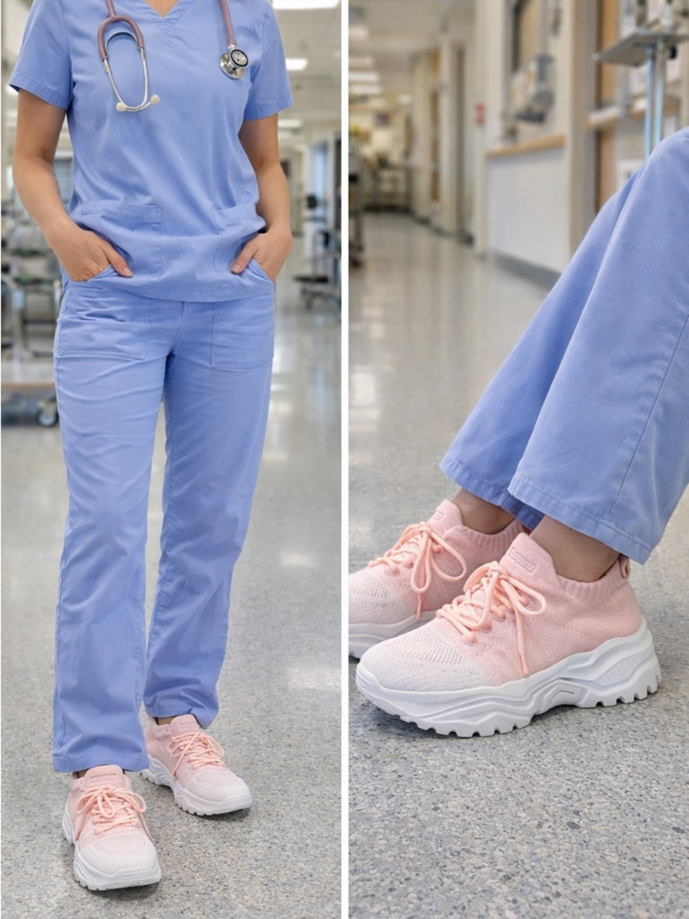 Nurse Babes Sock Sneakers Pink White Chunky Women’s Size 7 Comfort